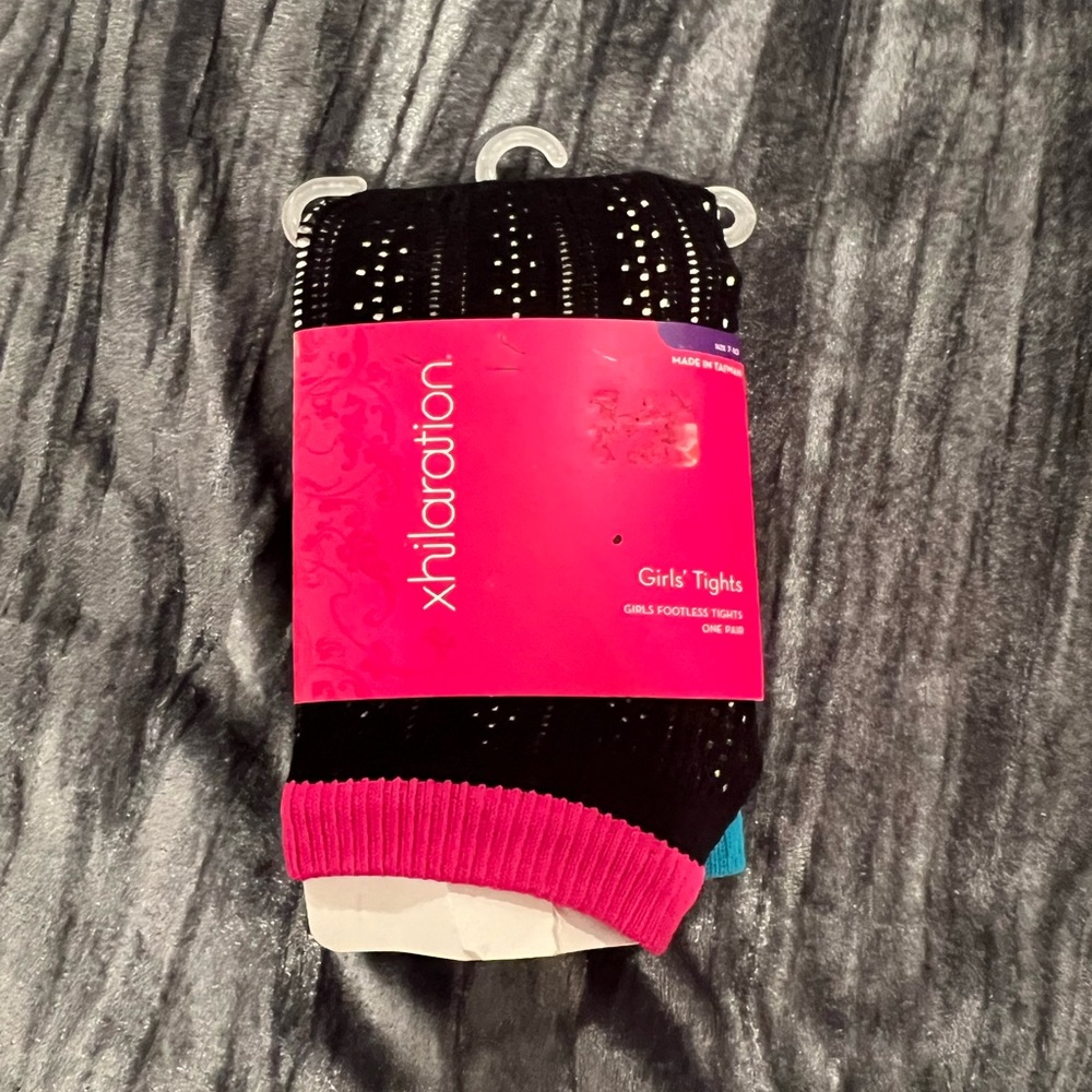 Xhilaration Girls' Black and Pink Tights